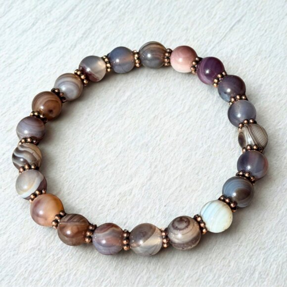 Persian Agate Gemstone Bracelet 8MM | Natural Crystal Healing Jewelry - Picture 3 of 10